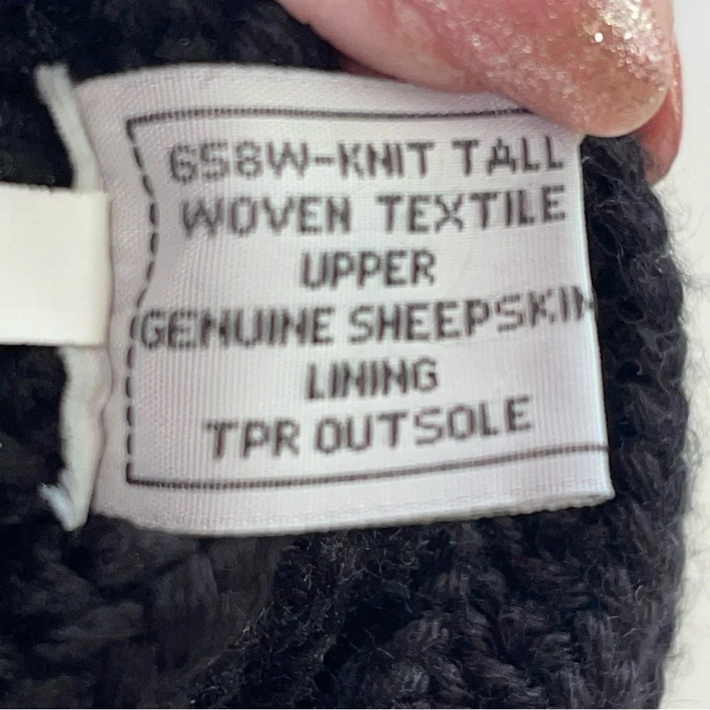 BearPaw Tall Black Knit Sweater Boots